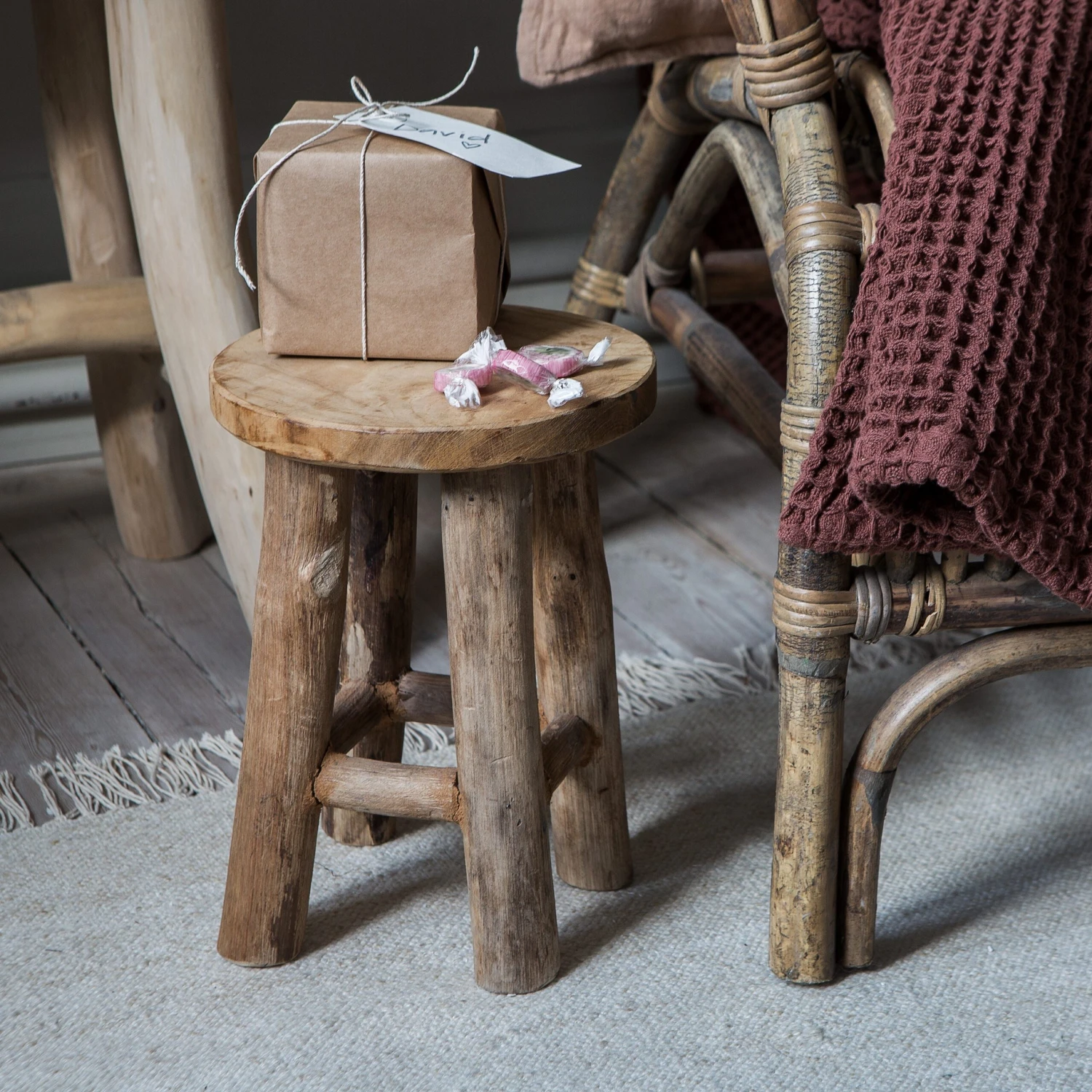 Hocker Teak Klein 2 Hocker Teak Klein – Bild 2