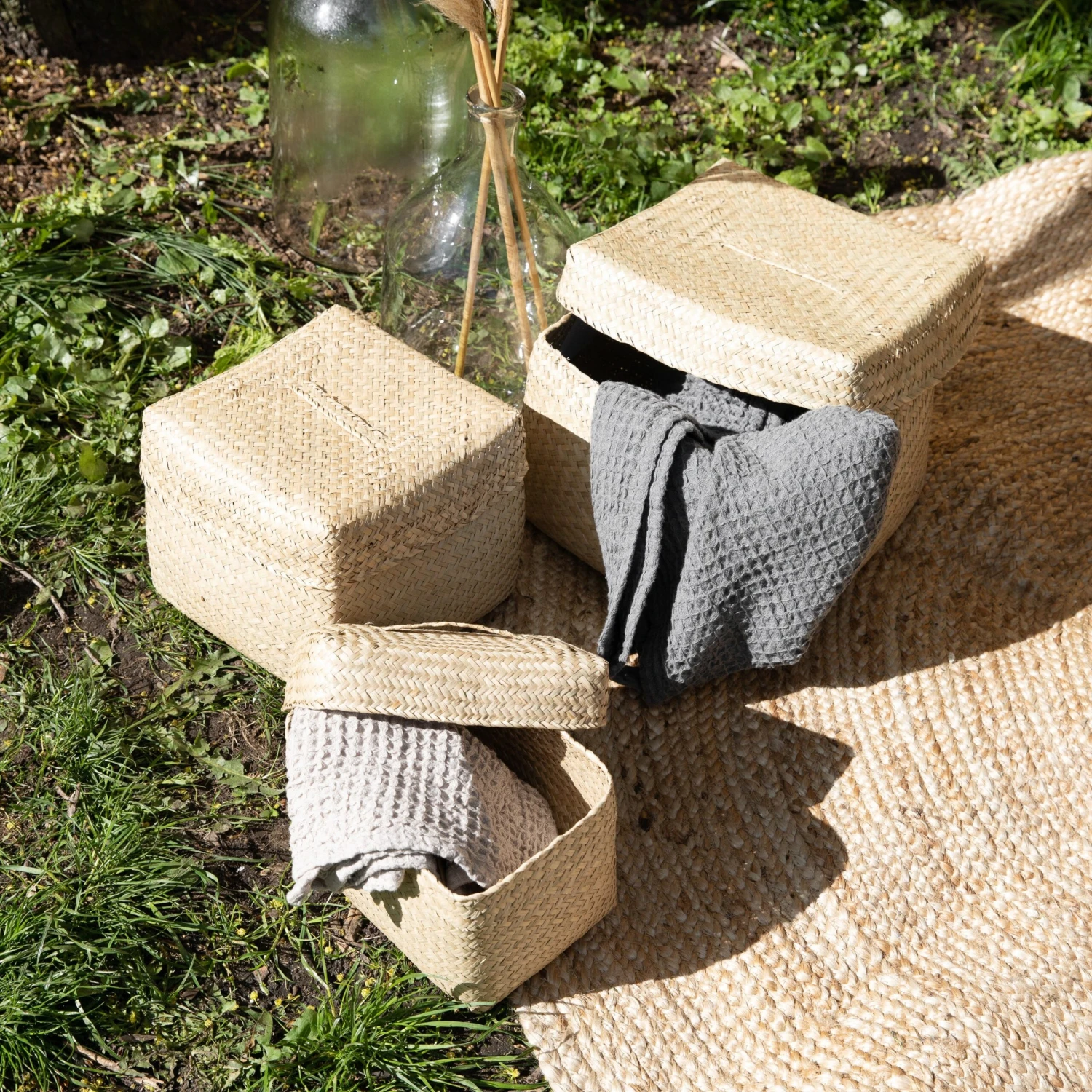 Korb Seegras Deckel 22x22cm 2 Korb Seegras Deckel 22x22cm – Bild 2