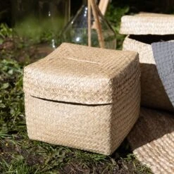 Korb Seegras Deckel 28x28cm -Home Essentials Günstiges Geschäft 375732 20306