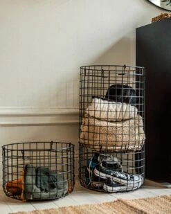 Korb Stapelbar Groß Schwarz -Home Essentials Günstiges Geschäft 376333 37626