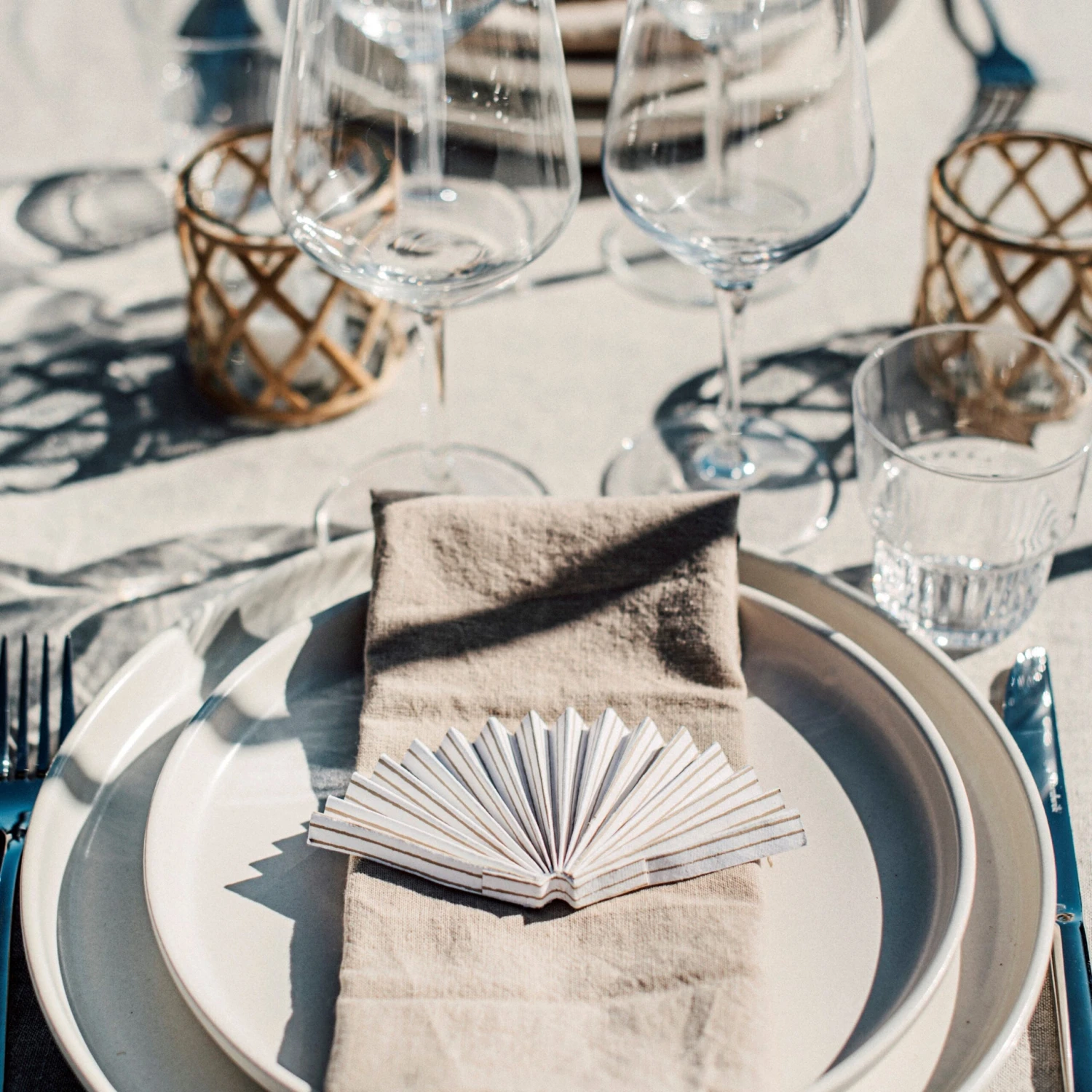 Papierdekoration Recycelt 4er-Pack Streifen Beige 4 Papierdekoration Recycelt 4er-Pack Streifen Beige – Bild 4