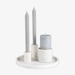 Tablett Marmor Ø 28 Cm Weiß -Home Essentials Günstiges Geschäft 402274 35748