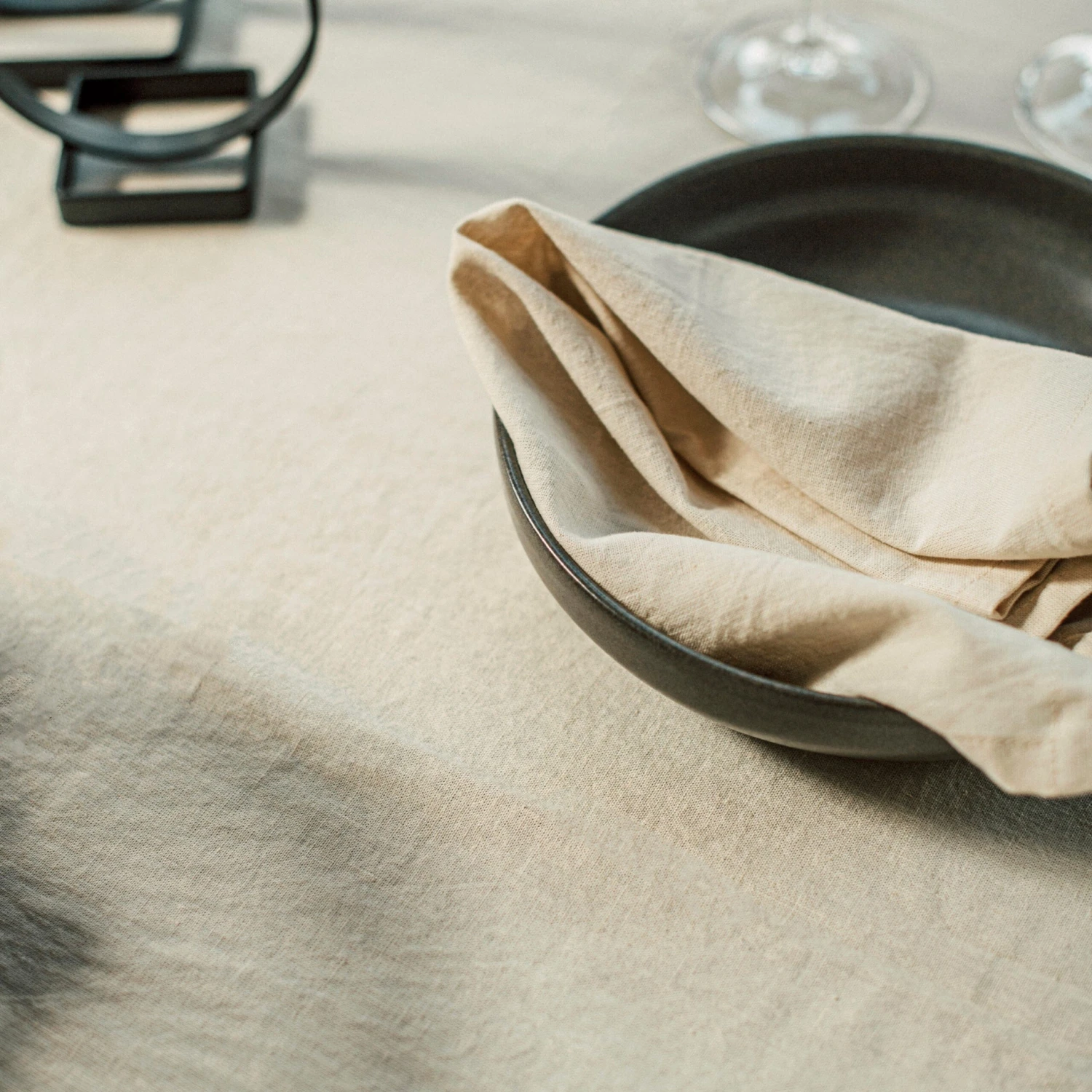 Tischdecke Leinenmix Ø145 Cm Hafer 5 Tischdecke Leinenmix Ø145 Cm Hafer – Bild 5