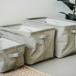 Korb Faltbar Groß Beige -Home Essentials Günstiges Geschäft 402366 35535