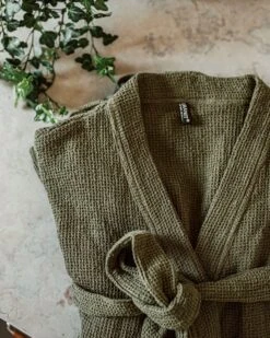 Bademantel Waffelstruktur Grau Khakigrün Einheitsgröße -Home Essentials Günstiges Geschäft 402569 38428