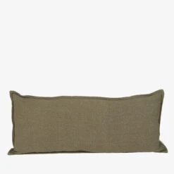 Kissen Struktur Leinen-Mix 30x70 Dunkles Khaki-Grün