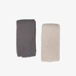 Geschirrtuch Gestrickt 2 Stück Grau/Hellbeige